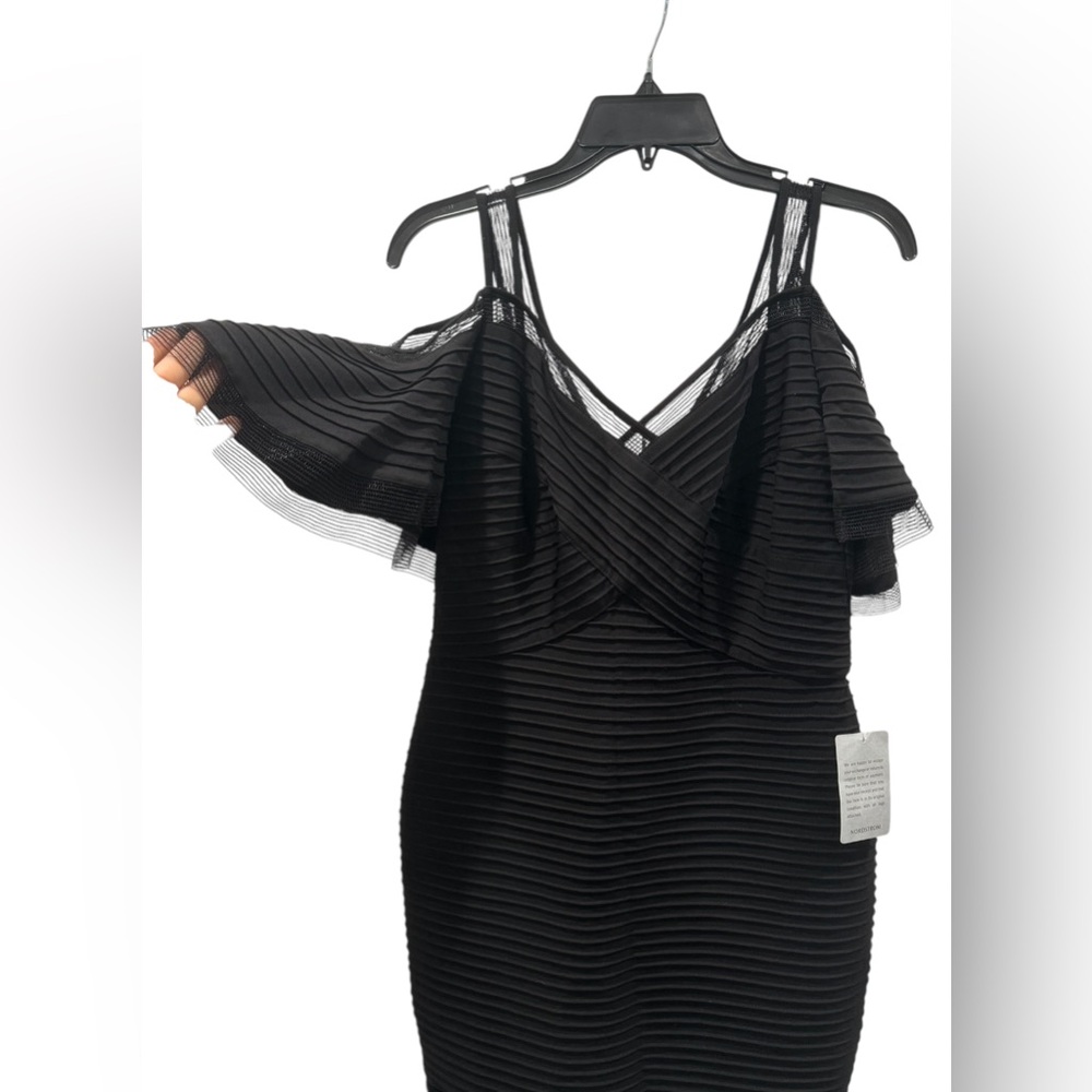TADASHI SHOJI Black Cold Shoulder Mini Nighttime Dress - Picture 5 of 7
